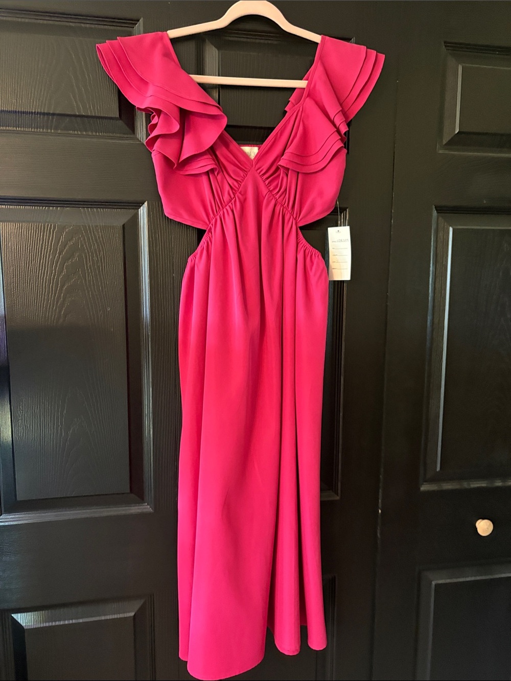 Sienna Sky Fuchsia Ruffled Midi Dress